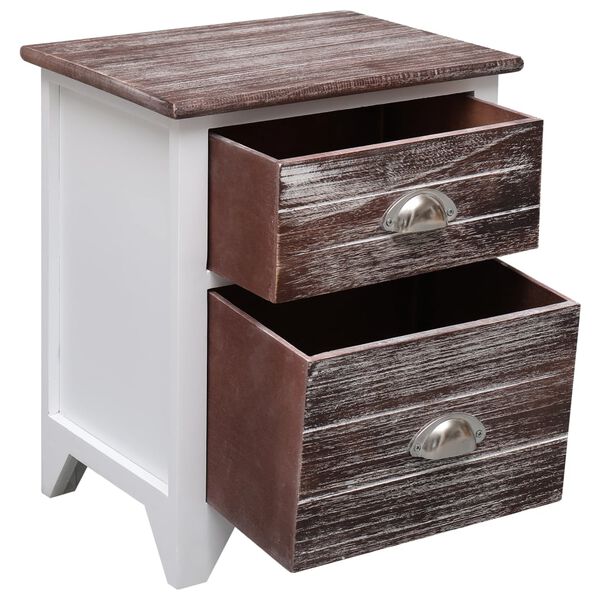 vidaXL Κομοδίνο Καφέ και Λευκό 38 x 28 x 45 εκ. από Ξύλο Παυλώνιας