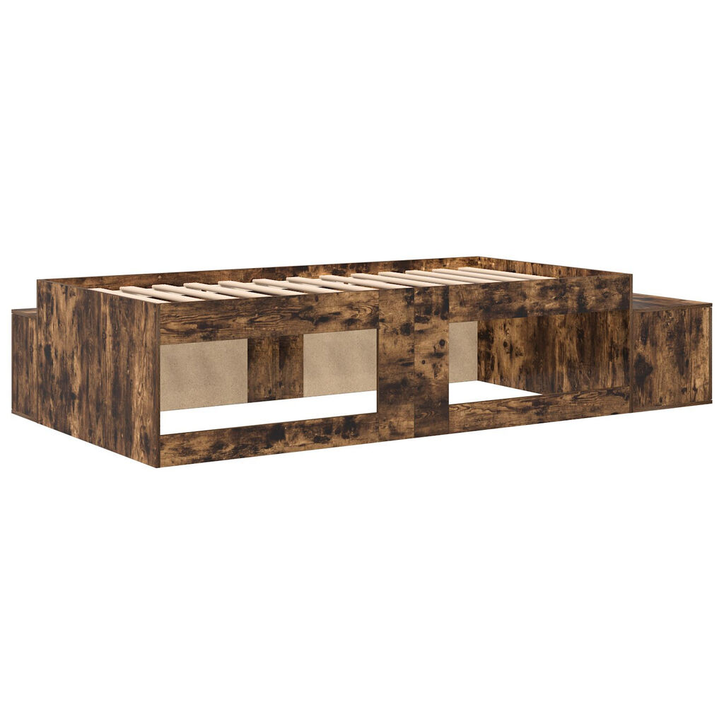 vidaXL Κρεβάτι αποθήκευσης Καπνιστή Δρυς 80x200 cm