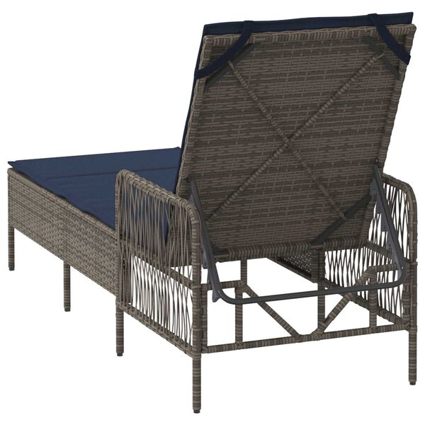 vidaXL Ξαπλώστρα με μαξιλάρι Γκρι 157 x 55 x 92 εκ. συνθετικό ρατάν