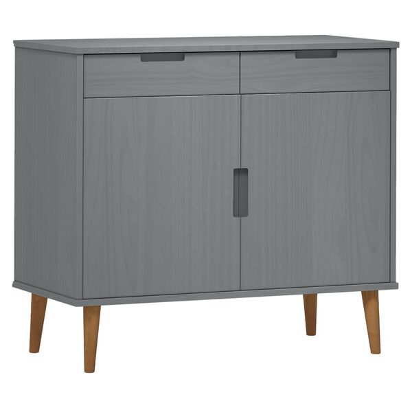 vidaXL Ντουλάπι MOLDE Γκρι 90x40x80 εκ. από Μασίφ Ξύλο Πεύκου