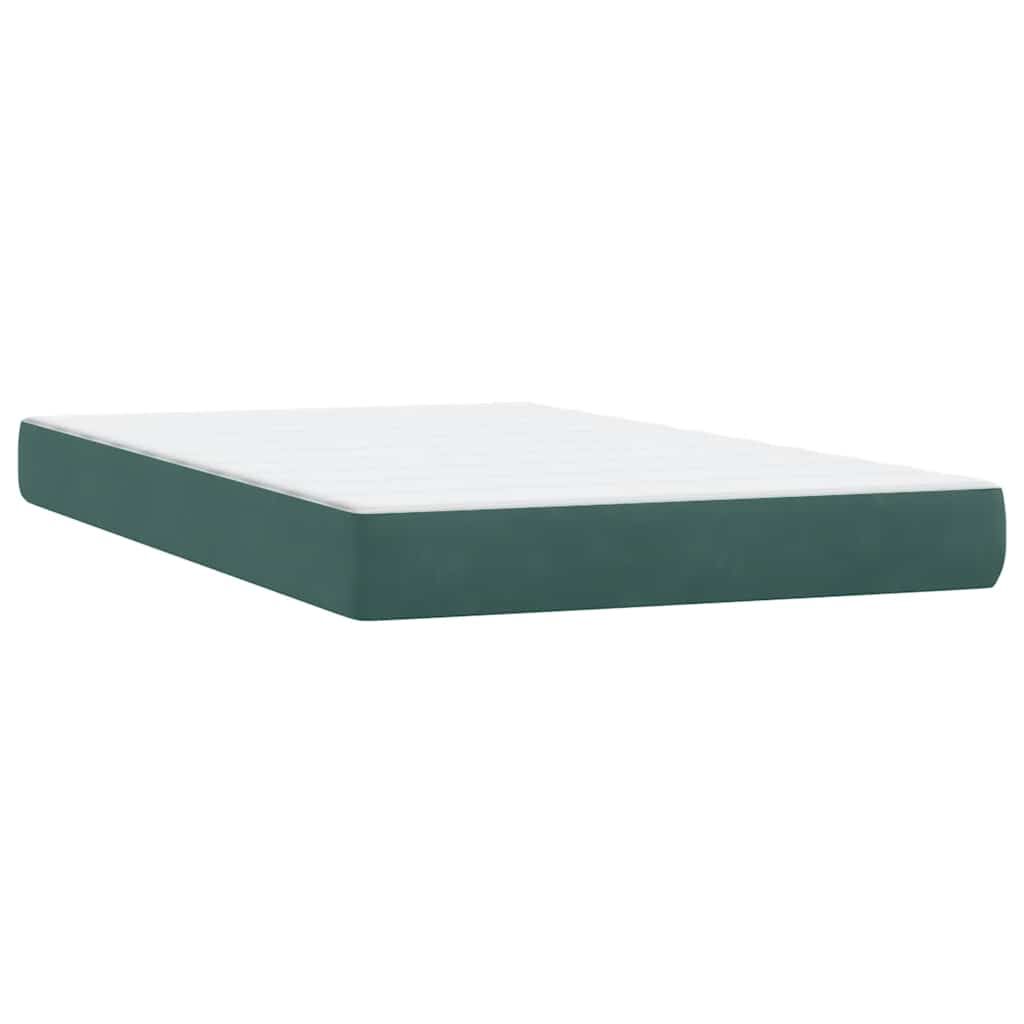vidaXL Box Spring κρεβάτι με στρώμα σκούρο πράσινο 120x220cm Βελούδινο
