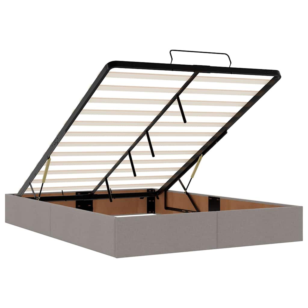 vidaXL Οθωμανικό κρεβάτι με στρώμα & LEDs Taupe 140x200 cm Ύφασμα