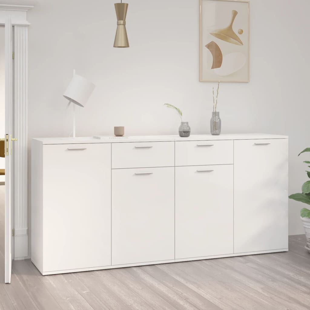 vidaXL Μπουφές Γυαλιστερό Λευκό 160 x 36 x 75 εκ. από Επεξ. Ξύλο
