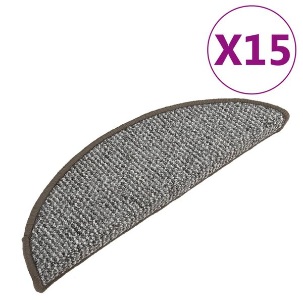 vidaXL Πατάκια Σκάλας Μοκέτα 15 τεμ. Γκρι 65x21x4 εκ.