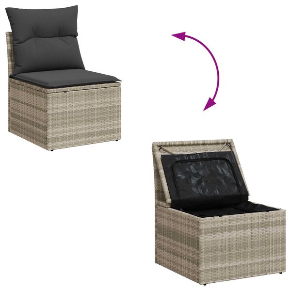 vidaXL Σετ Καναπέ Κήπου με μαξιλάρι 8 pcs Ανοιχτό Γκρι και Σκούρο Γκρι