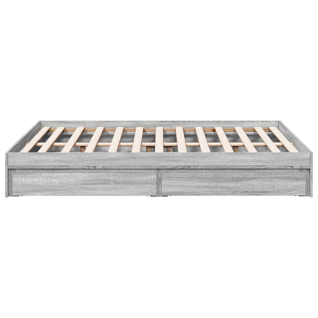 vidaXL Πλαίσιο Κρεβατιού με συρτάρια Γκρι sonoma 140x200εκ. Επεξ. Ξύλο