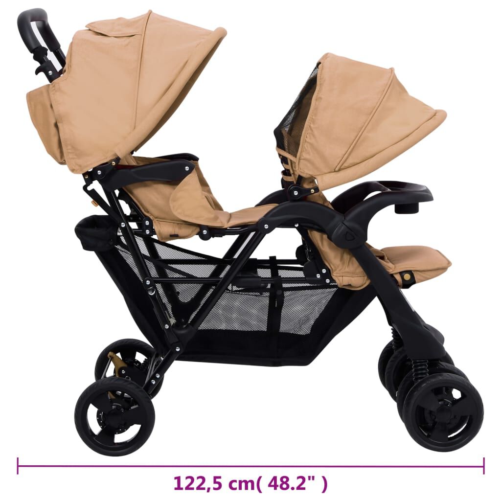 vidaXL Καρότσι Διδύμων Taupe Ατσάλινο