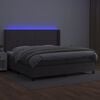 vidaXL Κρεβάτι Boxspring με Στρώμα & LED Γκρι 200x200 εκ. Συνθ. Δέρμα