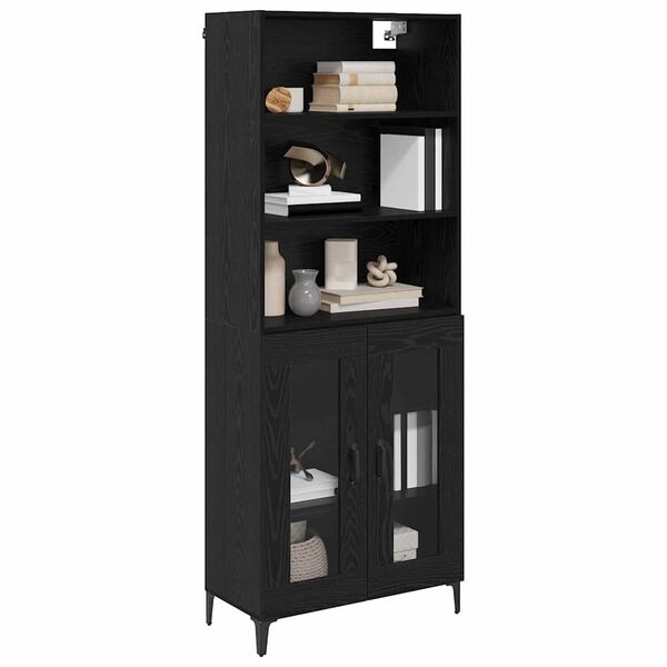 vidaXL Highboard &Mu;&alpha;ύ&rho;&eta; &Omicron;&xi;&upsilon;ά 69,5 x 34 x 180 &epsilon;&kappa;. &Epsilon;&pi;&epsilon;&xi;&epsilon;&rho;&gamma;&alpha;&sigma;&mu;έ&nu;&omicron; &xi;ύ&lambda;&omicron;