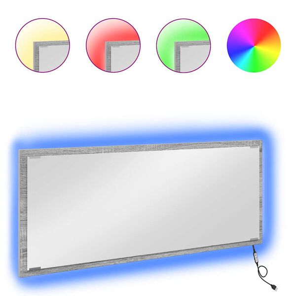 vidaXL Καθρέφτης Γκρι sonoma 90 x 8.5 x 37 εκ Επεξεργασμένο ξύλο