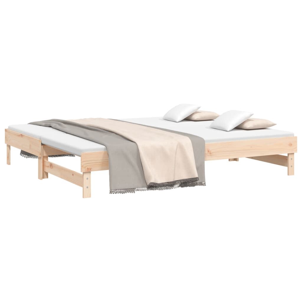 vidaXL Καναπές Κρεβάτι Συρόμενος 2x(80x200) εκ. από Μασίφ Ξύλο Πεύκου