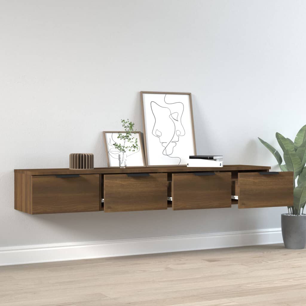 vidaXL Ντουλάπια Τοίχου 2 τεμ. Καφέ δρυς 68x30x20 εκ. Επεξ. Ξύλο