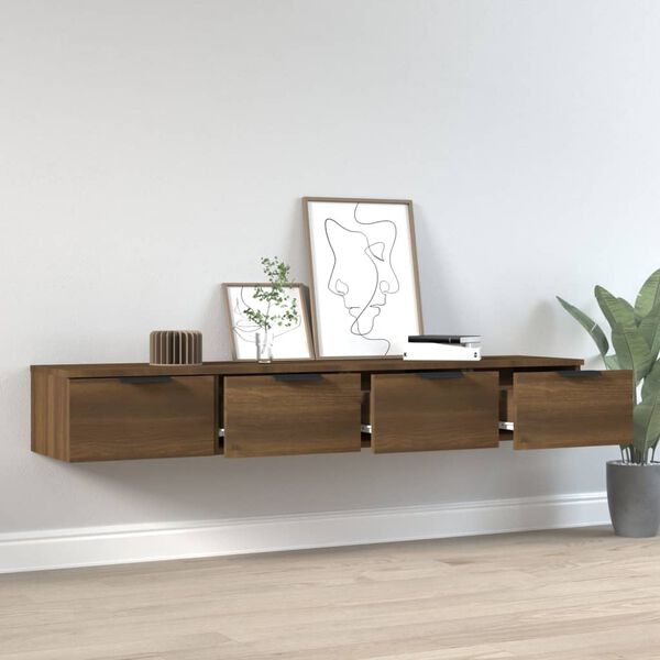 vidaXL Ντουλάπια Τοίχου 2 τεμ. Καφέ δρυς 68x30x20 εκ. Επεξ. Ξύλο
