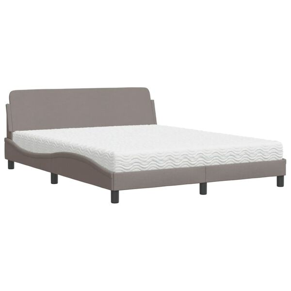 vidaXL Κρεβάτι με Στρώμα Dover Taupe 160x200 εκ. Υφασμάτινο