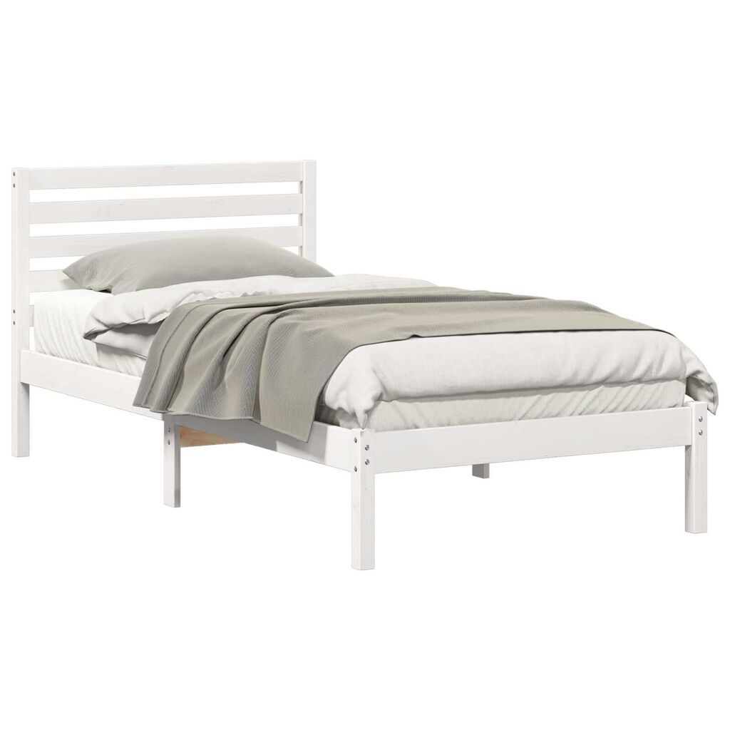 vidaXL Σκελετός Κρεβατιού Λευκό 90 x 190 cm Συμπαγές ξύλο πεύκου