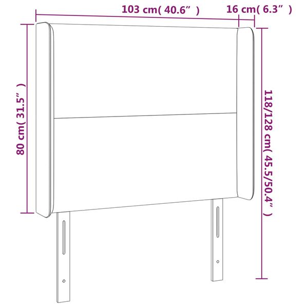 vidaXL Κεφαλάρι Κρεβατιού LED Μπλε 103x16x118/128 εκ. Υφασμάτινο