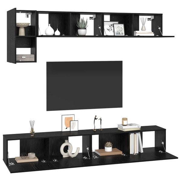 vidaXL Σετ επίπλου τηλεόρασης 5 pcs Μαύρη Δρυς 100 x 30 x 30 εκ