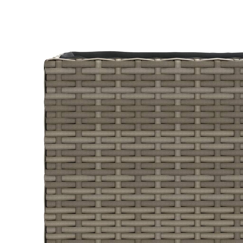 vidaXL Ζαρντινιέρα Κήπου Γκρι 90x20x40εκ. Συνθ. Ρατάν με 2 Γλάστρες