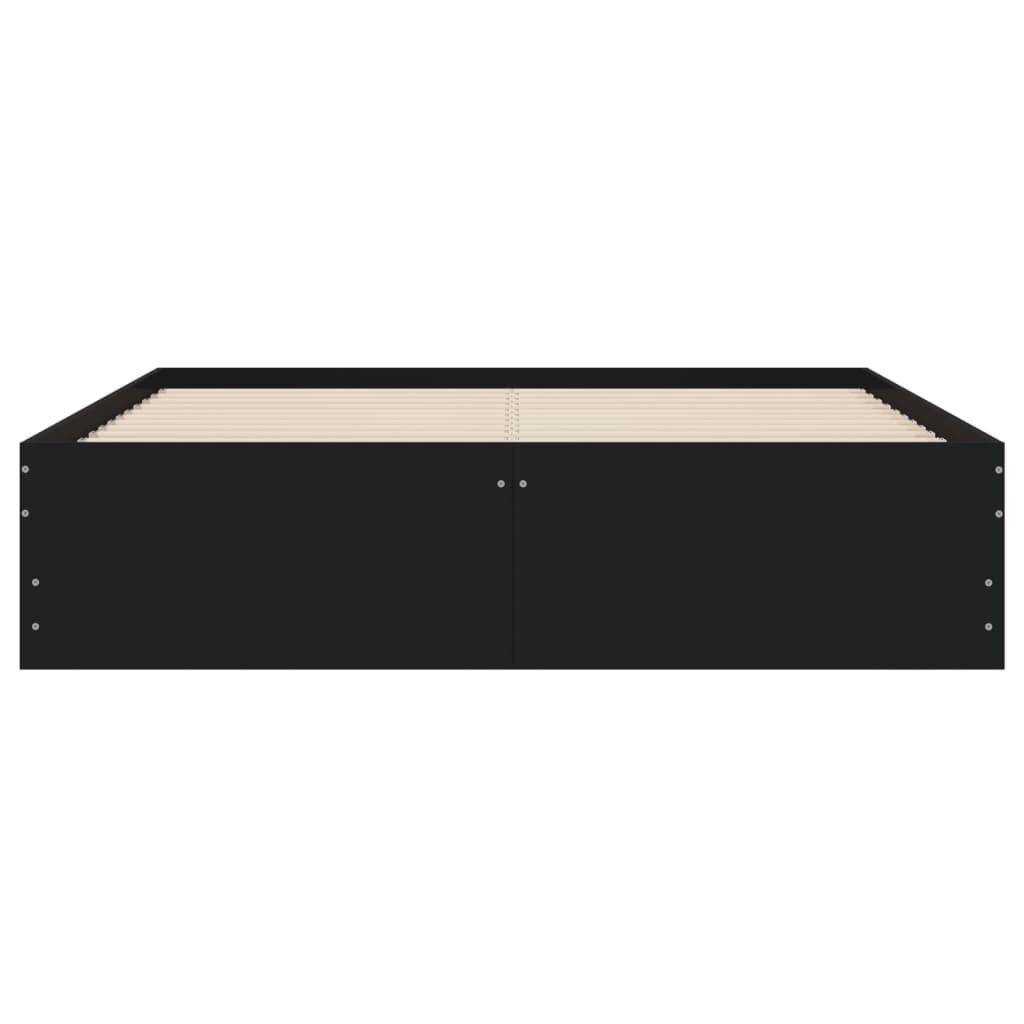 vidaXL Πλαίσιο Κρεβατιού με Συρτάρια Μαύρο 135x190 εκ Επεξεργ. Ξύλο