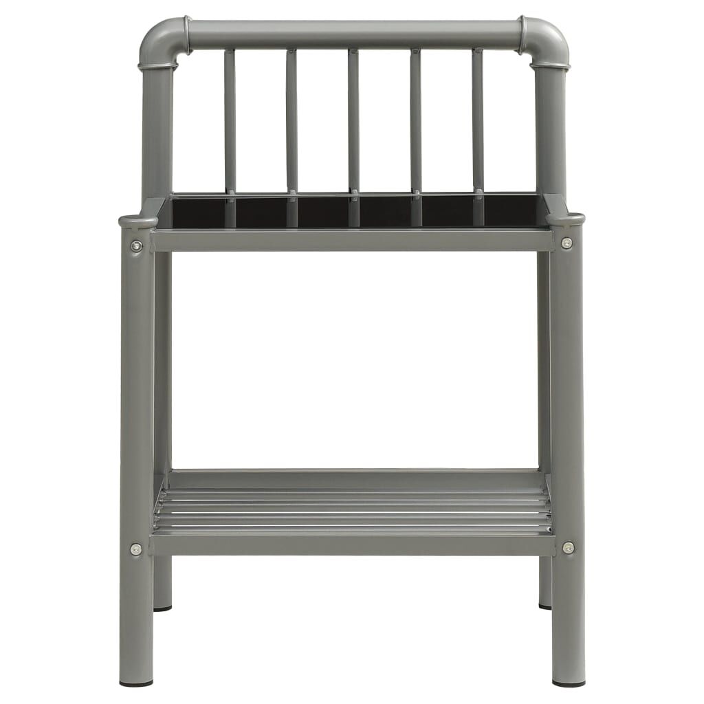vidaXL Κομοδίνο Γκρι/Μαύρο 45 x 34,5 x 62,5 εκ. από Μέταλλο και Γυαλί