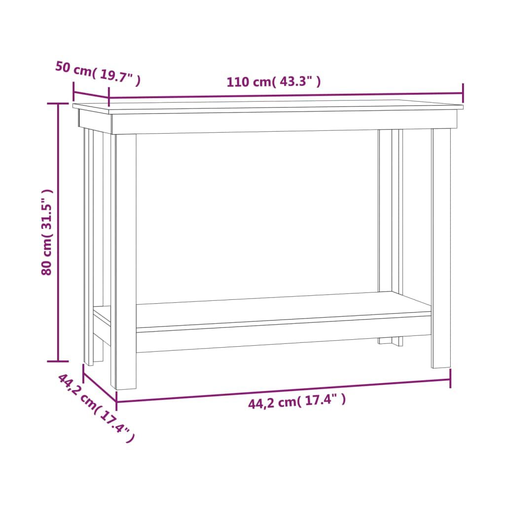vidaXL Πάγκος Εργασίας Λευκός 110x50x80 εκ. από Μασίφ Ξύλο Πεύκου