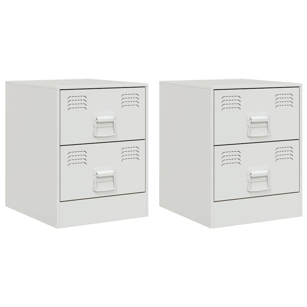 vidaXL Κομοδίνα 2 τεμ. Λευκό 34,5 x 39 x 44 εκ. από Χάλυβα