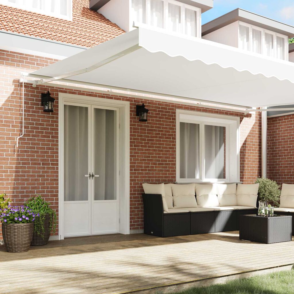 vidaXL Χειροκίνητη Ανασυρόμενη Τέντα Λευκή 500x350 cm
