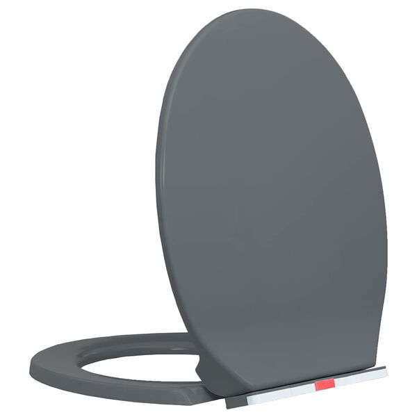 vidaXL Κάλυμμα Λεκάνης με Soft Close &amp; Quick Release Οβάλ Γκρι