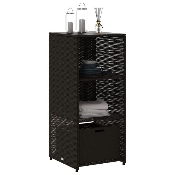 vidaXL Ντουλάπι Αποθήκευσης Κήπου Μαύρο 50x55x115 εκ. Συνθετικό Ρατάν