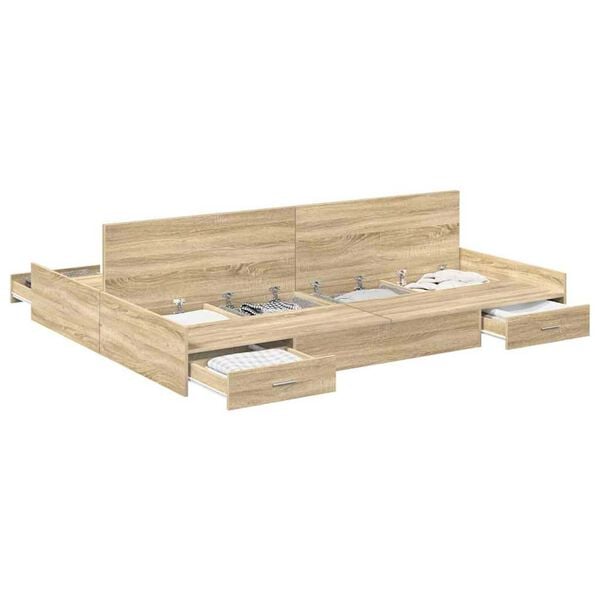 vidaXL Κρεβάτι με αποθηκευτικό χώρο Sonoma Δρυς 140 x 200 cm