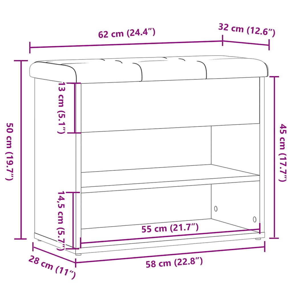 Πάγκος παπουτσιών vidaXL Παλιό ξύλο 62x32x50 cm Κατασκευασμένο ξύλο