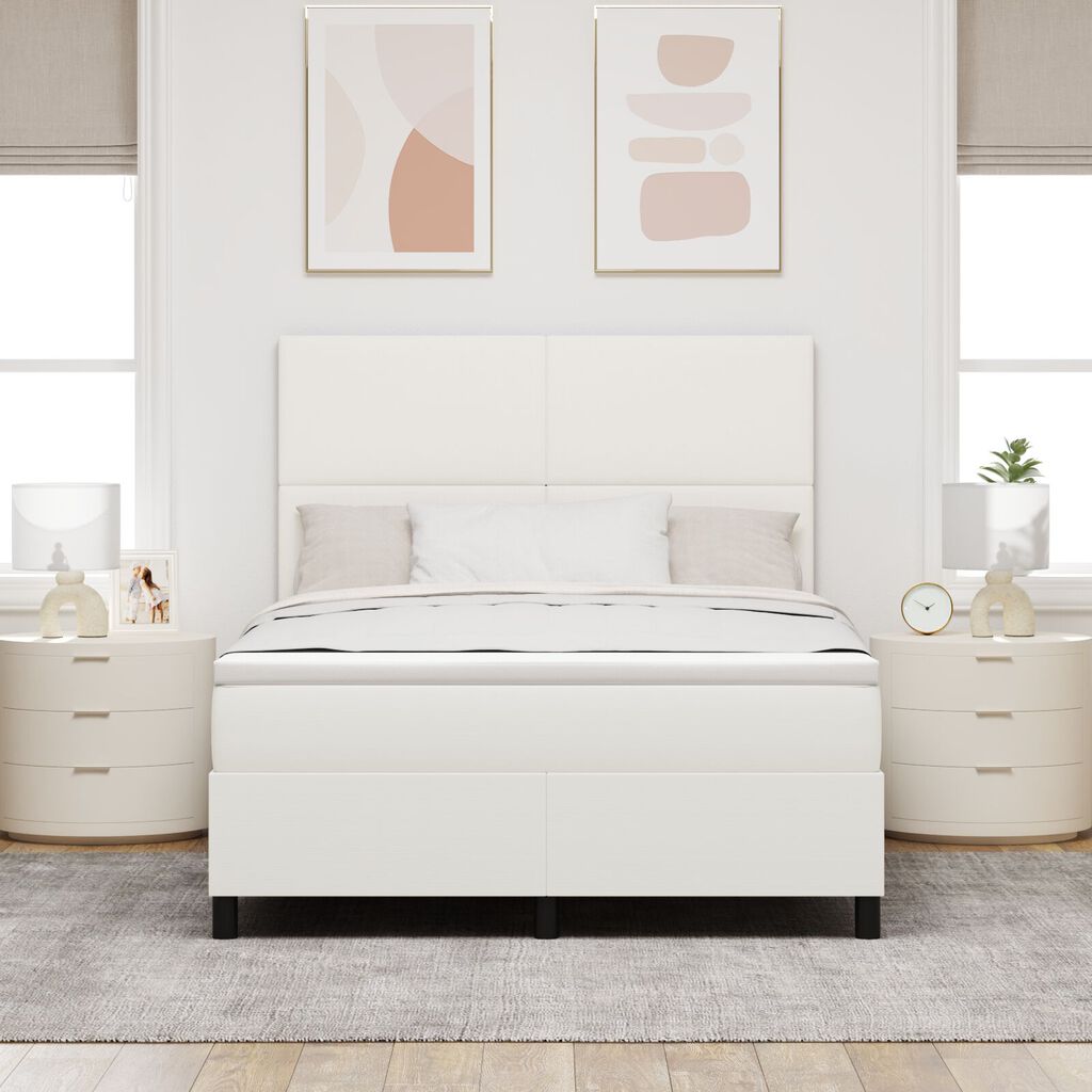 vidaXL Κρεβάτι με κρεβάτι & LED Κρέμα 160x200 εκ. Βελούδινο ύφασμα