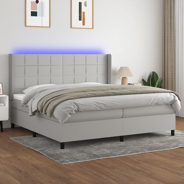 vidaXL &Kappa;&rho;&epsilon;&beta;ά&tau;&iota; Boxspring &mu;&epsilon; &Sigma;&tau;&rho;ώ&mu;&alpha; & LED &Alpha;&nu;.&Gamma;&kappa;&rho;&iota; 200x200&epsilon;&kappa;. &Upsilon;&phi;&alpha;&sigma;&mu;ά&tau;&iota;&nu;&omicron;