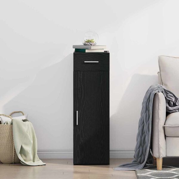 vidaXL Πλαϊνό γραφείο με συρτάρι Μαύρη Οξυά 30 x 42,5 x 93 εκ.