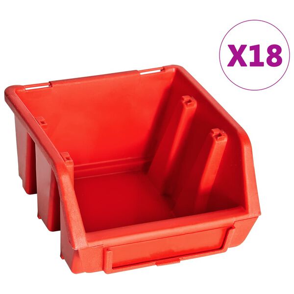vidaXL Σκαφάκια Αποθήκευσης Σετ 32 τεμ. Κόκκινα/Μαύρα με Πάνελ Τοίχου