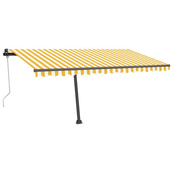 vidaXL Τέντα Αυτόματη με LED & Αισθ. Ανέμου Κίτρινο/Λευκό 450x350 εκ.