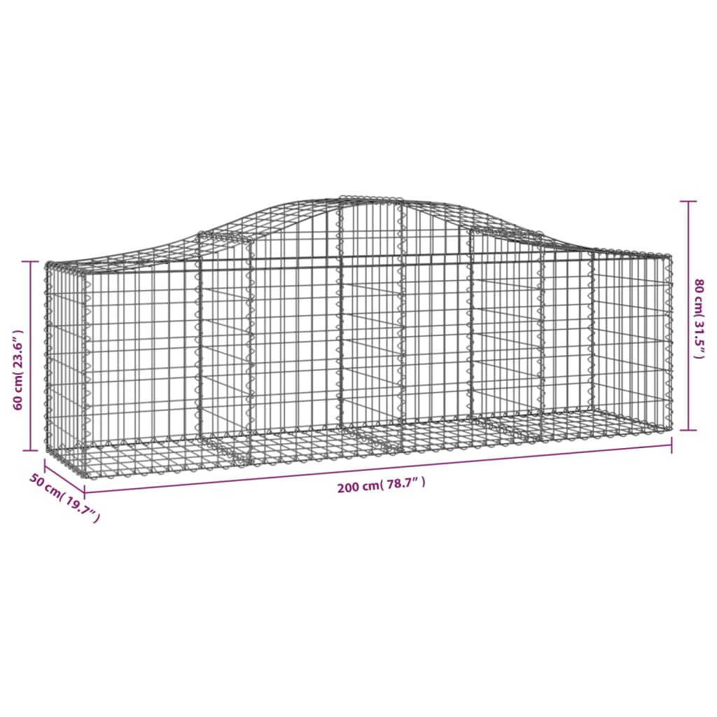 vidaXL Συρματοκιβώτια Τοξωτά 7 τεμ. 200x50x60/80 εκ. Γαλβαν. Ατσάλι