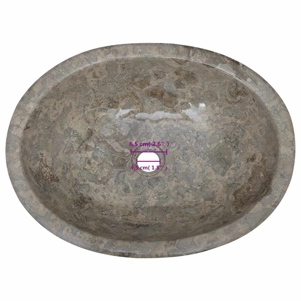 vidaXL Νιπτήρας Γκρι 53 x 40 x 15 εκ. Μαρμάρινος
