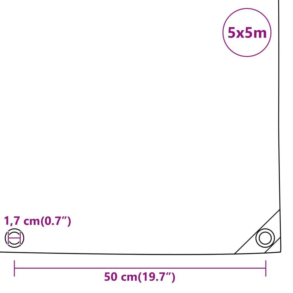 vidaXL Μουσαμάς Ανθρακί 650 γρ./μ.² 5x5 μ.