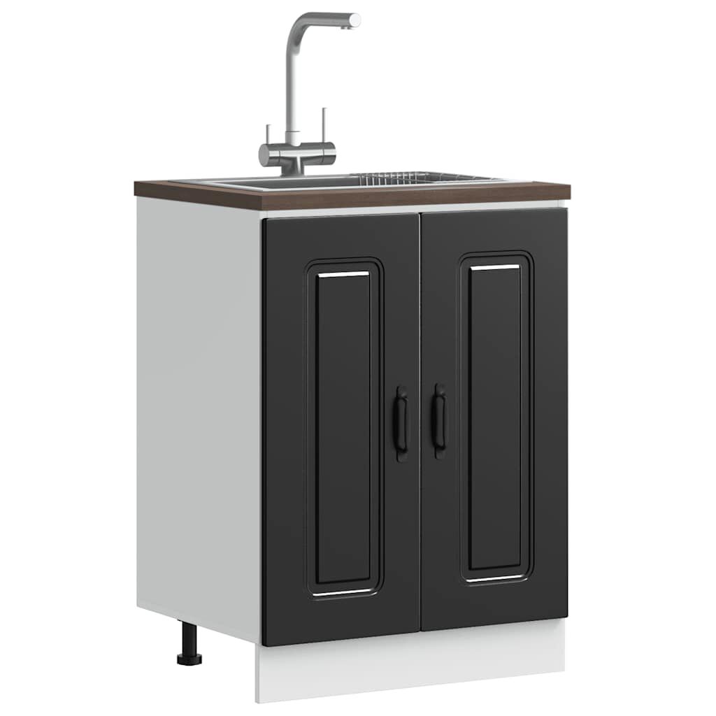vidaXL Ντουλάπι βάσης νεροχύτη Kalmar Μαύρο 60x46x81,5 εκ. Επεξ. Ξύλο