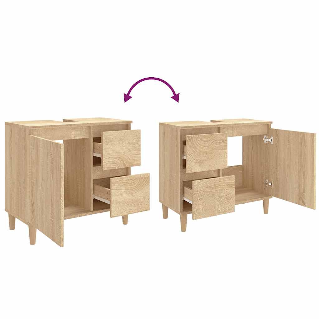 vidaXL Ντουλάπι Μπάνιου Sonoma Δρυς 65x33x60 εκ. Επεξεργασμένο Ξύλο