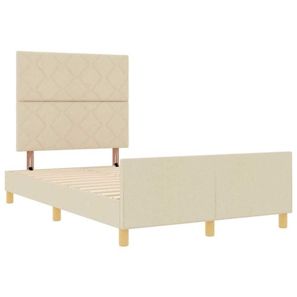 vidaXL Σκελετός Κρεβατιού με κεφαλάρι Κρεμ 120 x 200 cm ύφασμα