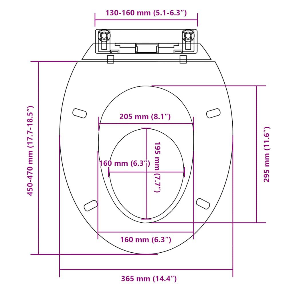 vidaXL Κάλυμμα Λεκάνης με Μηχανισμό Soft Close Οβάλ Λευκό