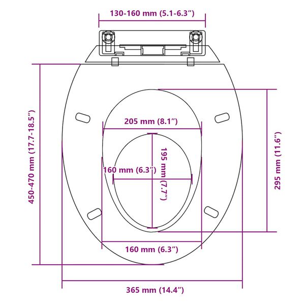 vidaXL Κάλυμμα Λεκάνης με Μηχανισμό Soft Close Οβάλ Λευκό