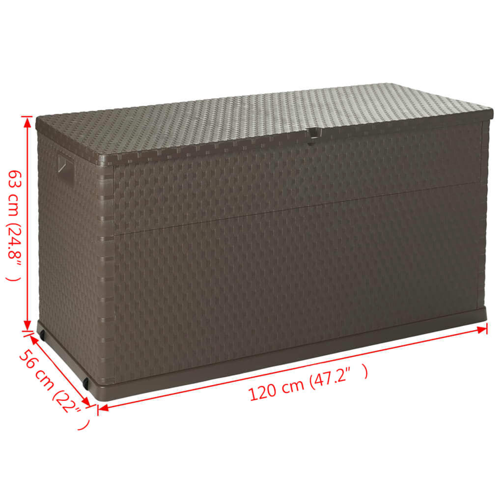 vidaXL Μπαούλο Αποθήκευσης Κήπου Καφέ 120 x 56 x 63 εκ. Πολυπροπυλένιο