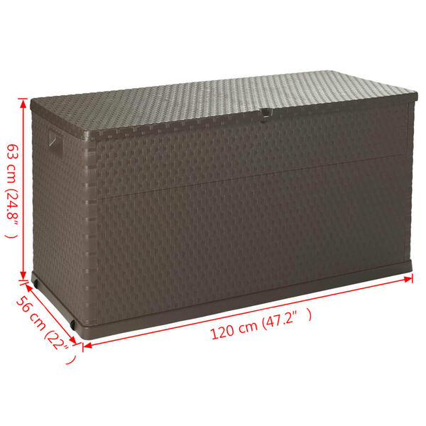 vidaXL Μπαούλο Αποθήκευσης Κήπου Καφέ 120 x 56 x 63 εκ. Πολυπροπυλένιο