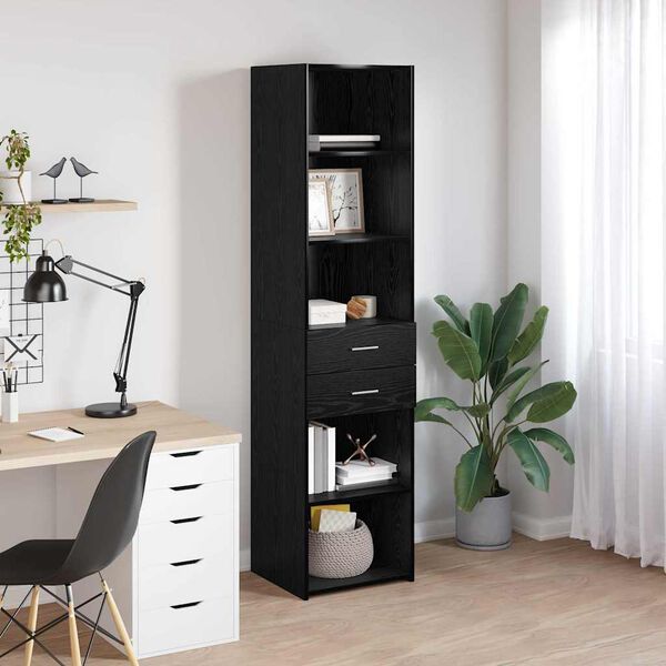 vidaXL Highboard &Mu;&alpha;ύ&rho;&eta; &Omicron;&xi;&upsilon;ά 45 x 42,5 x 185 &epsilon;&kappa;. &Epsilon;&pi;&epsilon;&xi;&epsilon;&rho;&gamma;&alpha;&sigma;&mu;έ&nu;&omicron; &xi;ύ&lambda;&omicron;