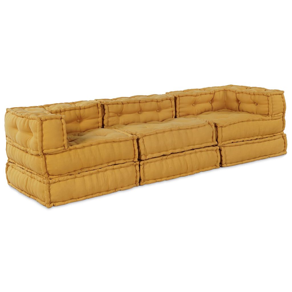 vidaXL Modular Pouffes 3 τμχ Κίτρινο Ύφασμα