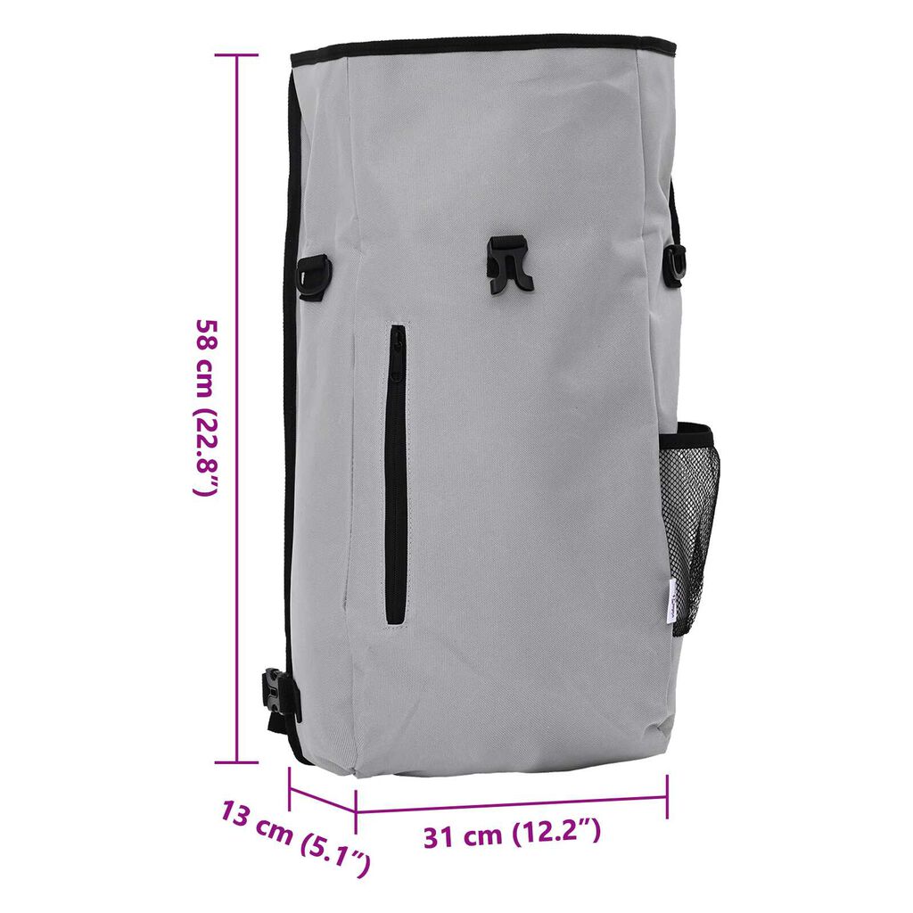 vidaXL Τσάντα Ποδηλάτου για Ράγες 20 L Γκρι 31x13x58 εκ.