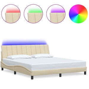 vidaXL Σκελετός Κρεβατιού Χωρίς Στρώμα Hanko Κρεμ 180x200 εκ. Υφασμάτινο